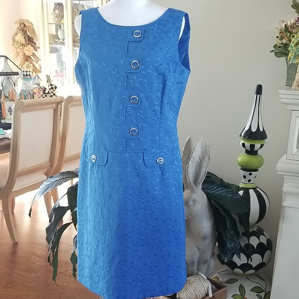 Tahari Textured Blue Mini Dress